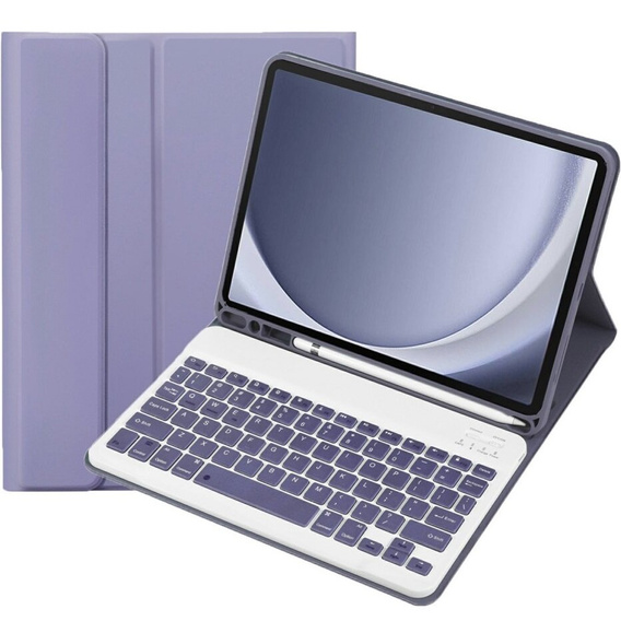 Case + keyboard Samsung Galaxy Tab A9+, Leather Pen Slot, purple