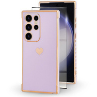 Case for Samsung Galaxy S23 Ultra, Electro heart, purple + Full Glue Ceramic Glass