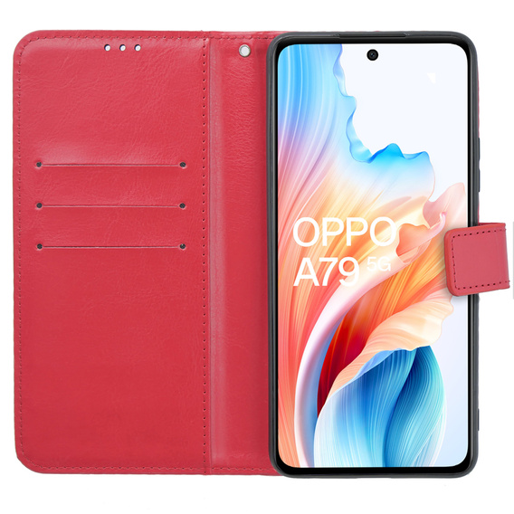 Flip case for Oppo A79 5G, Crazy Horse Wallet, red