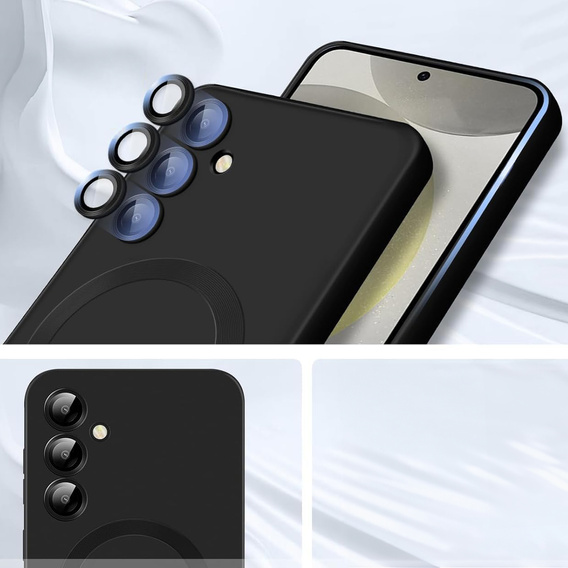 Case for Samsung Galaxy S25+ Plus, ColorMag, for MagSafe, black + 9H tempered glass