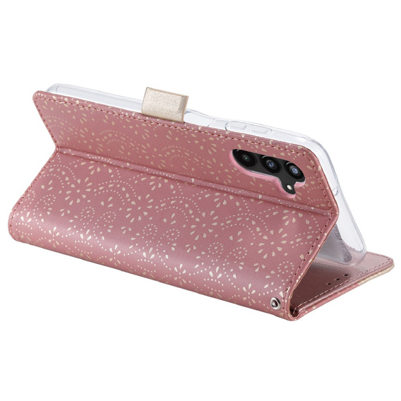 Flip case for Samsung Galaxy A54 5G, Wallet Pocket Zipper Lace, pink