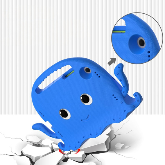 Children's case for Samsung Galaxy Tab A8 10.5, with handle, octopus, blue