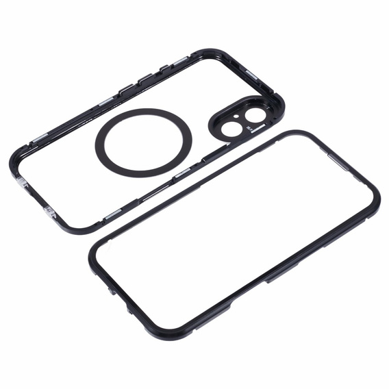 Magnetic Dual Glass MagSafe case for iPhone 16, black