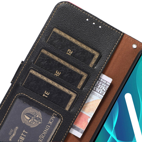 Flip case for Motorola Moto G73 5G, KHAZNEH RFID, black / red