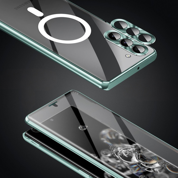 Magnetic Dual Glass MagSafe case for Samsung Galaxy S24, green