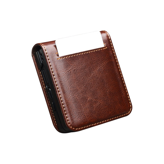 Brown leather wallet case for Samsung Galaxy Z Flip7