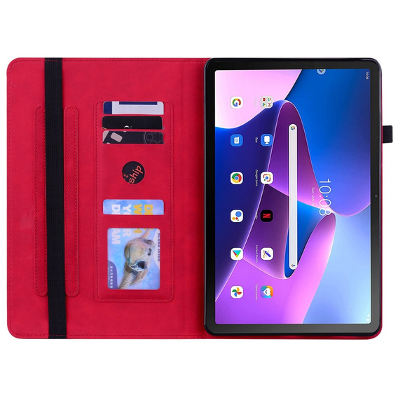 Case for Lenovo Tab M10 10.1 Gen 3, Wallet Pen Slot, red