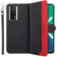 Flip case for Poco F5 Pro 5G, KHAZNEH RFID, black / red