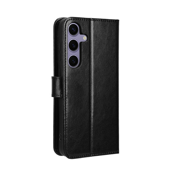 Flip case for Samsung Galaxy S25 FE, Crazy Horse Wallet, black