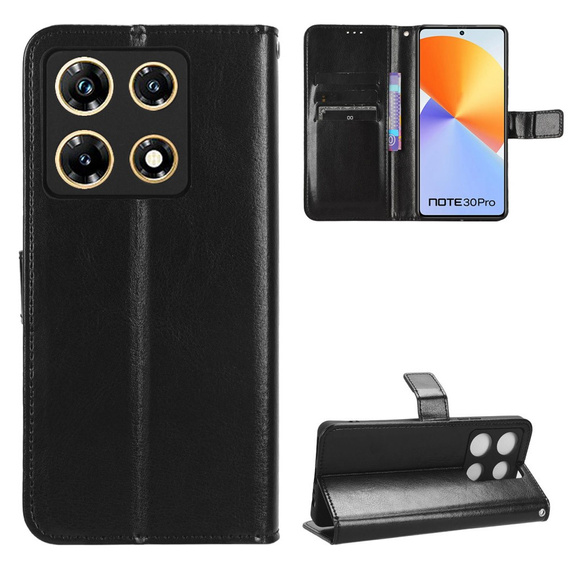 Flip case for Infinix Note 30 Pro 4G, Crazy Horse Wallet, black