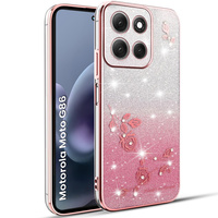 Case for Motorola Moto G86 5G, Glitter Flower, pink rose gold