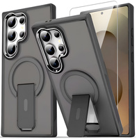 Case for Samsung Galaxy S25 Ultra, Kickstand Matt Case, for MagSafe, gray + Screen protector