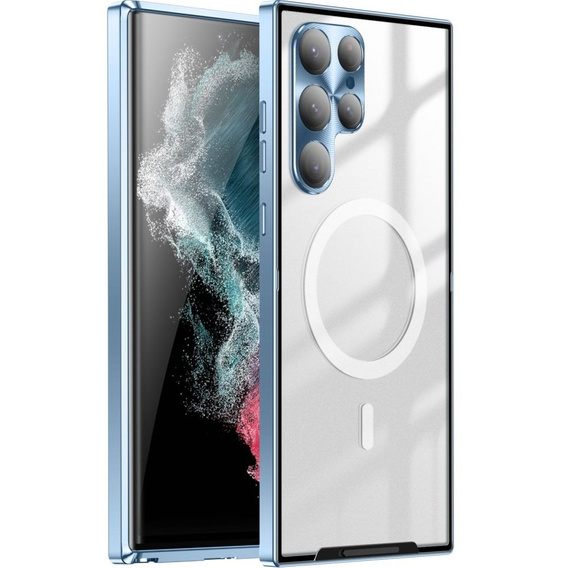Camera Protection Case for Samsung Galaxy S22 Ultra, CamShield MagSafe, transparent / blue