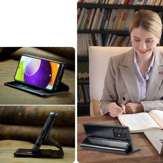 CASEME flip case for Samsung Galaxy A52/A52s, Waxy Textublack, black