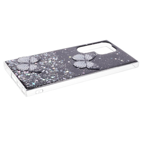 Case for Samsung Galaxy S24 Ultra, Glitter Butterfly, black