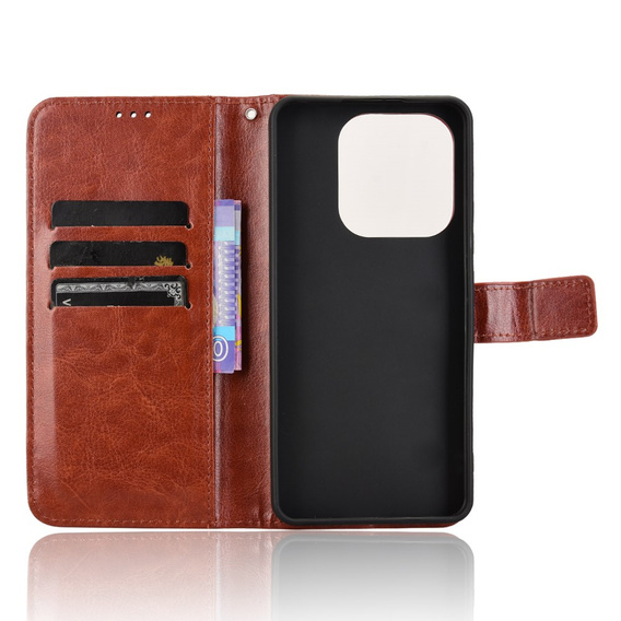 Flip case for Xiaomi Redmi Note 14 4G, Crazy Horse Wallet, brown