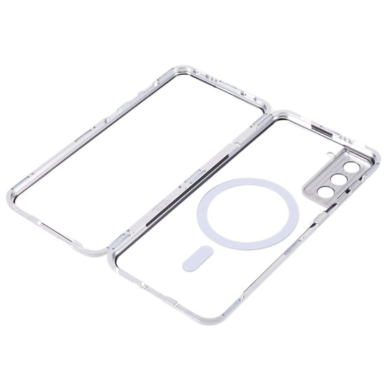 Magnetic Dual Glass MagSafe case for Samsung Galaxy S22, silver