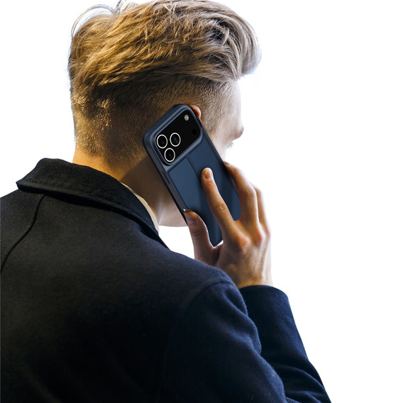Dux Ducis case for iPhone 17 Pro, Skin Pro, with flap, with card slot, navy blue