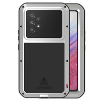 Love Mei Case for Samsung Galaxy A53 5G, armored with glass, silver