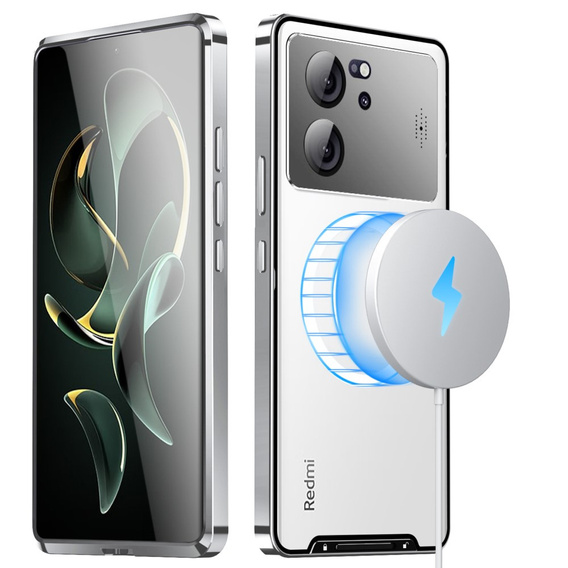 Camera Protection Case for Xiaomi 13T / 13T Pro, CamShield MagSafe, transparent / silver