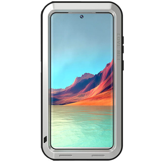 Love Mei Case for Samsung Galaxy S22 Ultra, armored without glass, silver