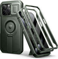 Armored case for iPhone 15 Pro Max, Dexnor CamProtect MagSafe, green (Two frames)