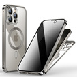 Case for iPhone 15 Pro, Privacy Dual Glass, for MagSafe, silver