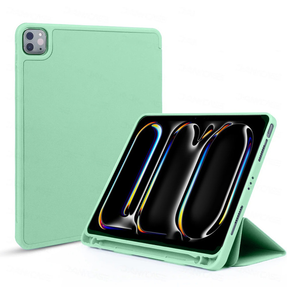 Case for iPad Pro 11 2024, Smartcase with stylus space, green