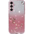Case for Samsung Galaxy A54, Glitter Flower, pink rose gold