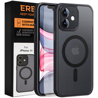Case for iPhone 11, for MagSafe, ERBORD Matt Case, black + Screen Glass