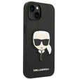 Karl Lagerfeld Case for iPhone 14 Plus, Saffiano Karl's Head Patch, black