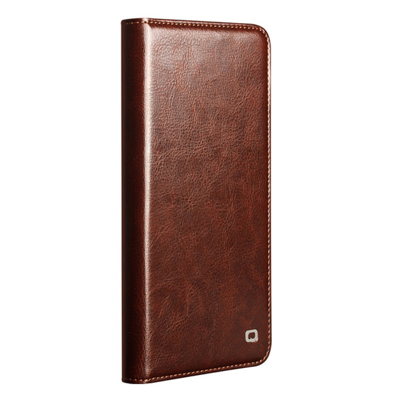 Qialino leather case with flap Wallet for Samsung Galaxy S26, brown