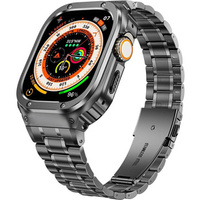 Steel Bracelet with Case for Apple Watch 7/8/9 45MM, Grey