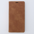 Case for iPhone 15, ERBORD Vintage, wallet with flap, brown