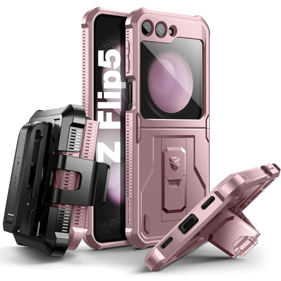 Armored Case for Samsung Galaxy Z Flip 5 5G, Dexnor Clip Holder, pink