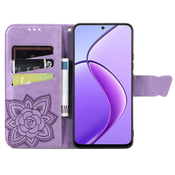 Flip case for Realme 12, Butterfly, purple