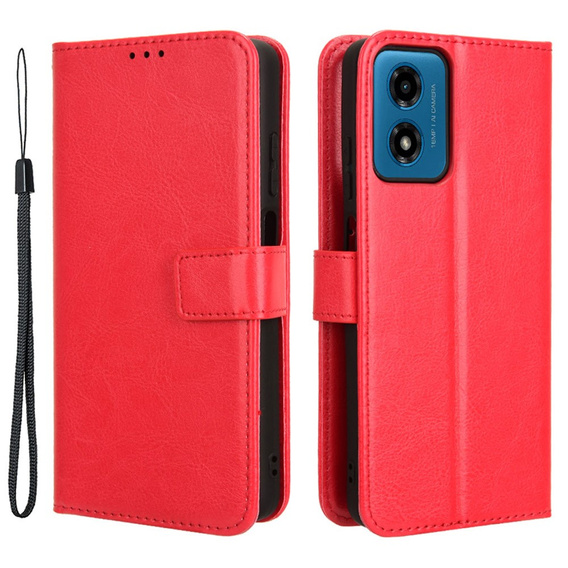 Flip case for Motorola Moto G24 / G24 Power / G04, Crazy Horse Wallet, red