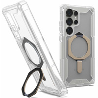 Urban Armor Gear case for Galaxy S25 Ultra, Plasma XTE MagSafe Kickstand, transparent / gray
