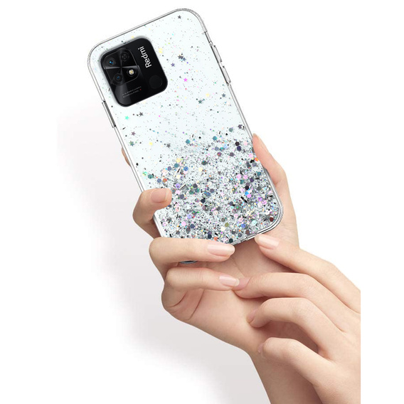 Case for Xiaomi Redmi 10C, Glittery, transparent