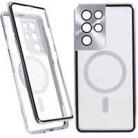 Magnetic Dual Glass MagSafe case for Samsung Galaxy S21 Ultra, silver