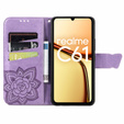 Flip case for Realme C61, Butterfly, purple
