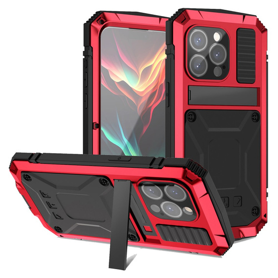 Case for iPhone 15 Pro, R-JUST, armoured, red / black