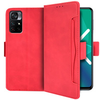 Flip case for Xiaomi Poco M4 Pro 5G / Redmi Note 11S 5G, Card Slot, red