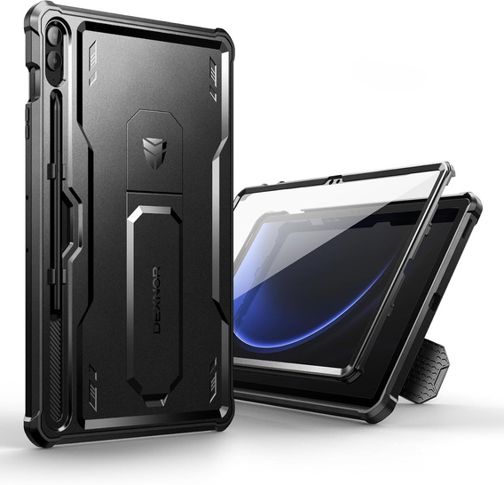 Armored case for Galaxy Tab S9 FE+ Plus, Dexnor Full Body, black