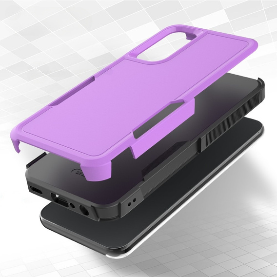 Armored case for Samsung Galaxy A25, Dual-Layer, purple + 9H Glass