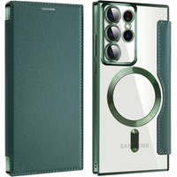 Flip case for Samsung Galaxy S22 Ultra 5G, RFID Wallet MagSafe CamShield, green