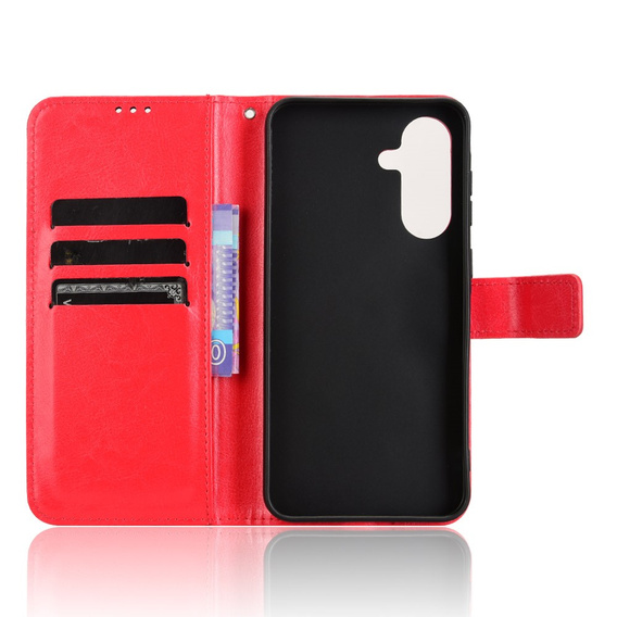 Flip case for Samsung Galaxy A36, Crazy Horse Wallet, red