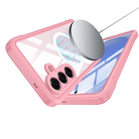 Shockproof case with glass, for MagSafe for Samsung Galaxy S26, pink