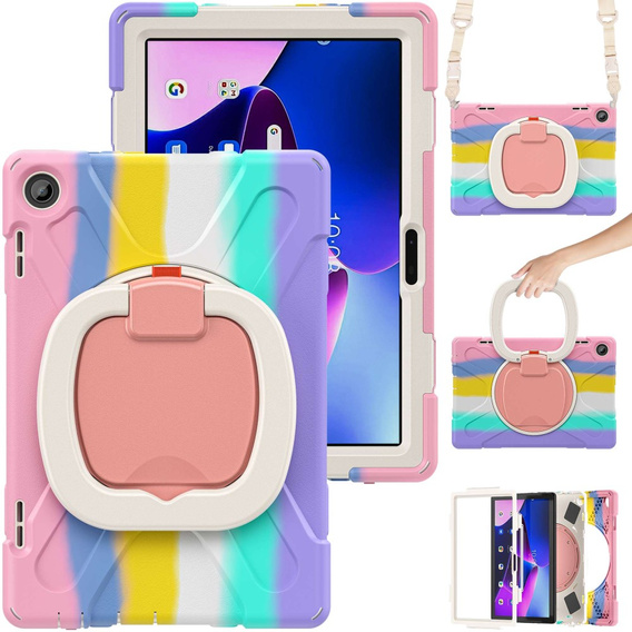 Children's case for Lenovo Tab M10 10.1 Gen 3, armored with strap, multicolor