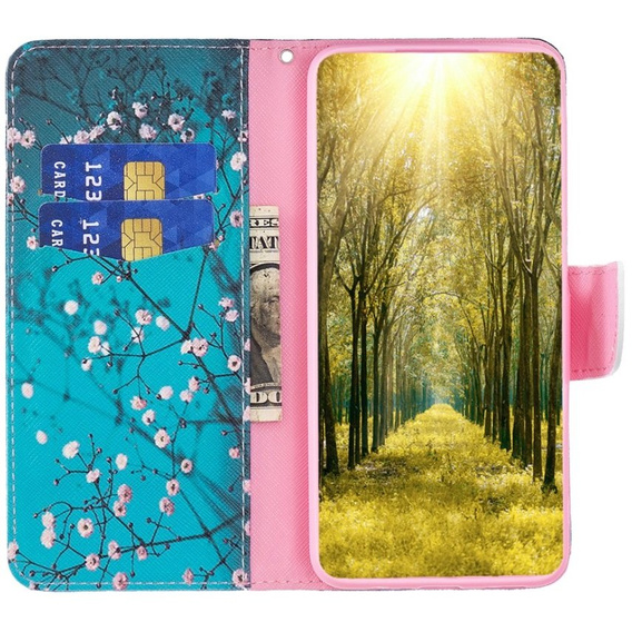 Flip case for Xiaomi Redmi Note 12 Pro 5G / POCO X5 Pro 5G, Wallet, Sakura, blue